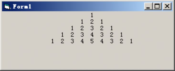 VB编程：编写程序，打印如下所示的“数字金字塔”